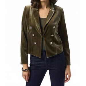 NEW JOSEPH RIBKOFF velvet knit fitted blazer in khaki
